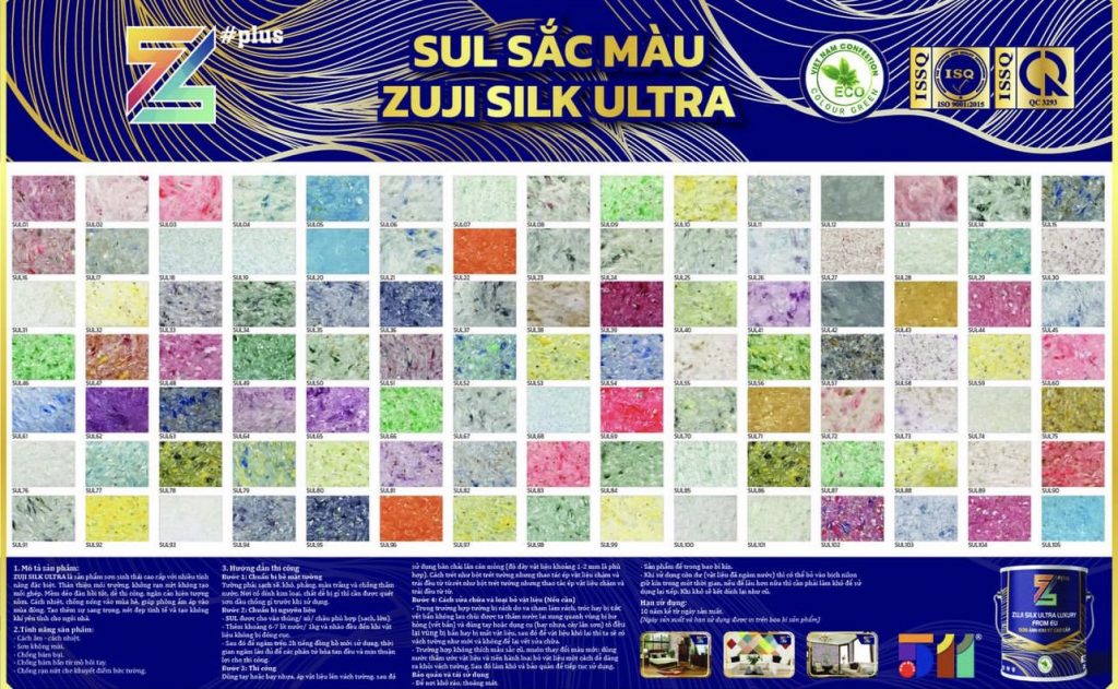 bảng màu cơ bản của sơn Zuji Silk