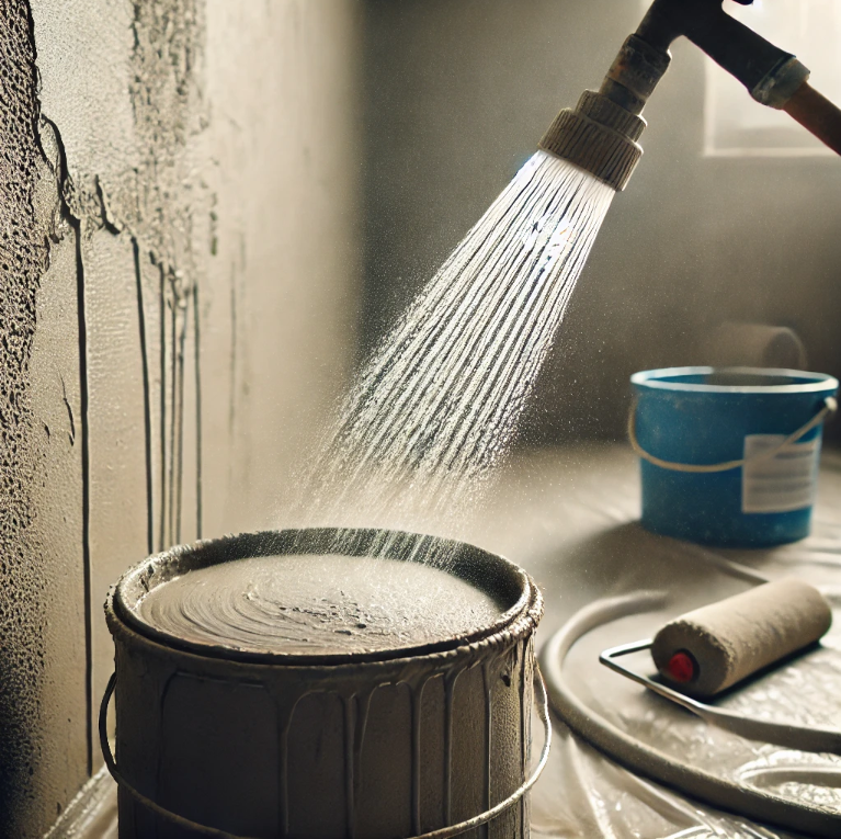 Tưới nước cho tường mới trát